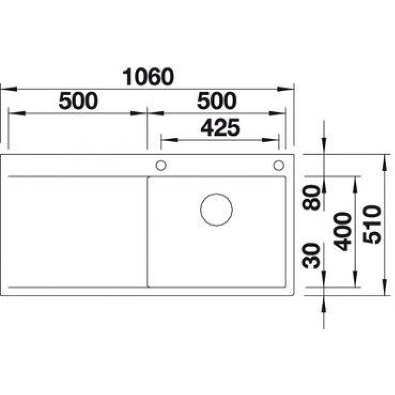 Кухненска мивка BLANCO FLOW XL 6S - IF, 1060х510мм, за вграждане, от неръждаема стомана 521640